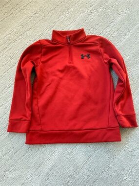 Under Armour Kids Red Quarter-Zip Performance Pullover